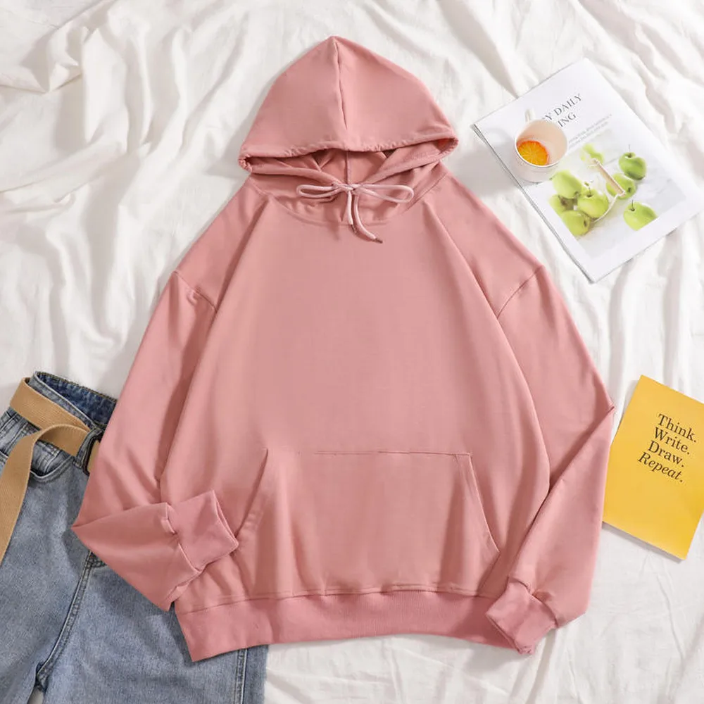 Hoodies Oversized Printed Kangaroo Pocket Sweatshirts Hooded Harajuku Spring Casual Cotton Korean Pullovers Women Sweetshirts