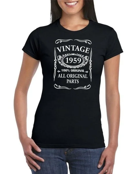 

60th Birthday Present Gift Year 1959 All Original Parts Womens Retro T-Shirt