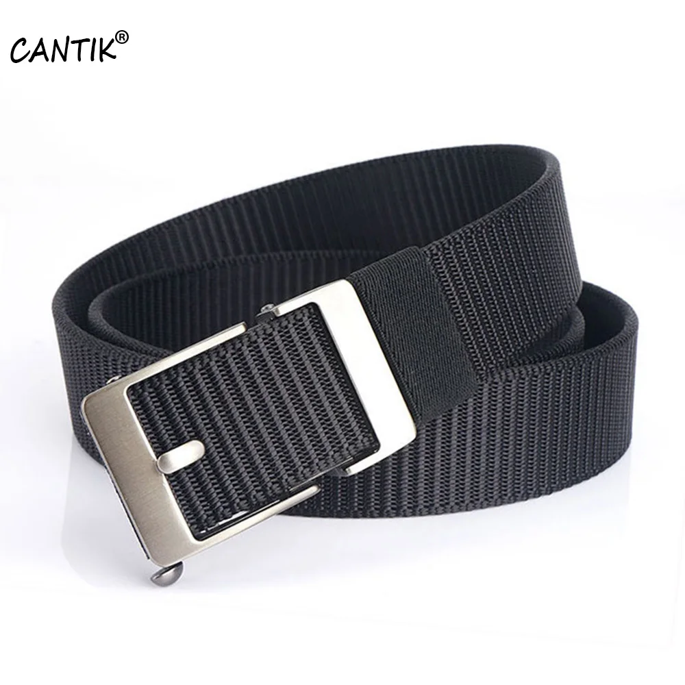 CANTIK Fashion Design Square Automatic Buckle Metal Quality Nylon & Canvas Belts for Men Jeans Accessories 3.5cm Width CBFJ0281