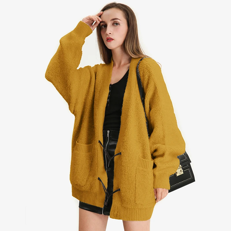 

2019 autumn new retro sweater coat female Korean version loose lazy wind horn buckle knit sweater thick warm cardigan