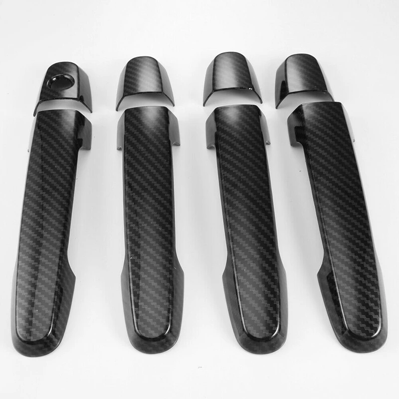 8 шт. Автомобильная накладка на внешнюю дверную ручку из углеродного волокна для