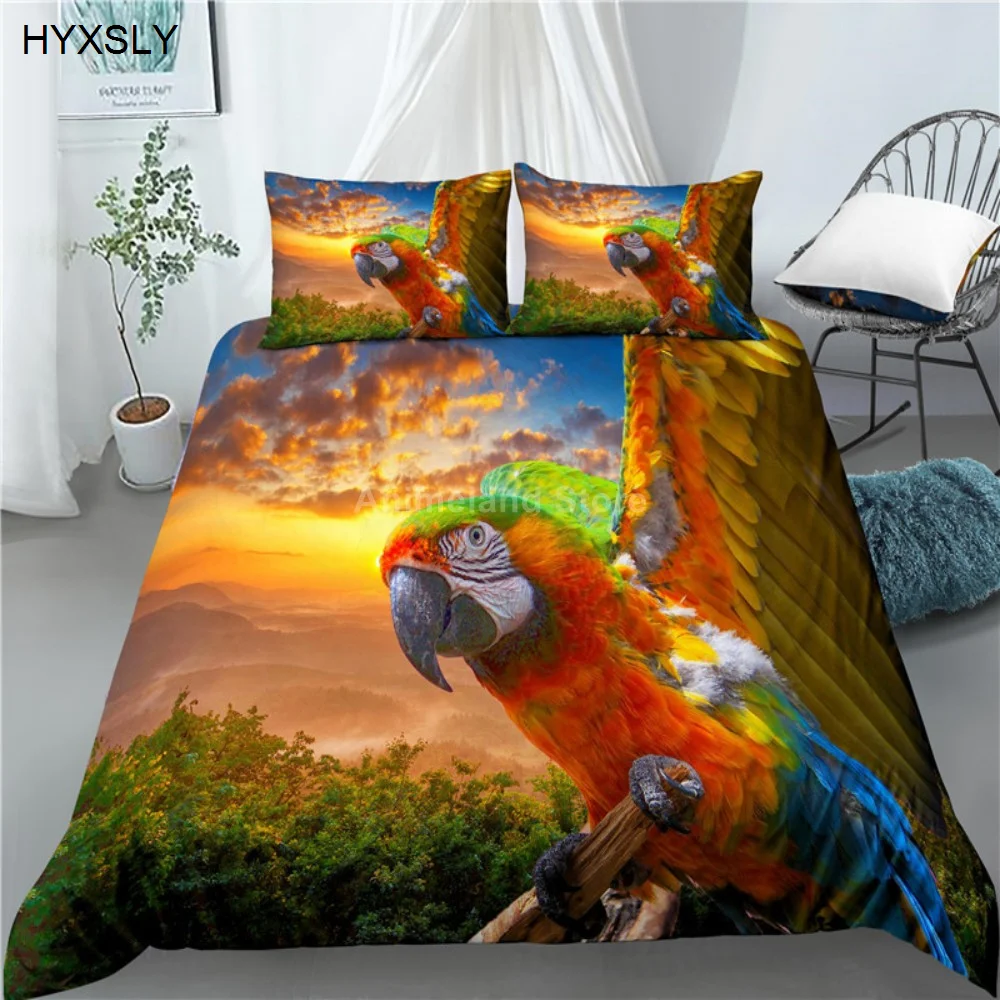 

Colorful Parrot Bedding Set Animal 3d Bed Linen Quilt Duvet Cover Sets Home Textile Decor Twin Single Queen King Size Fashion