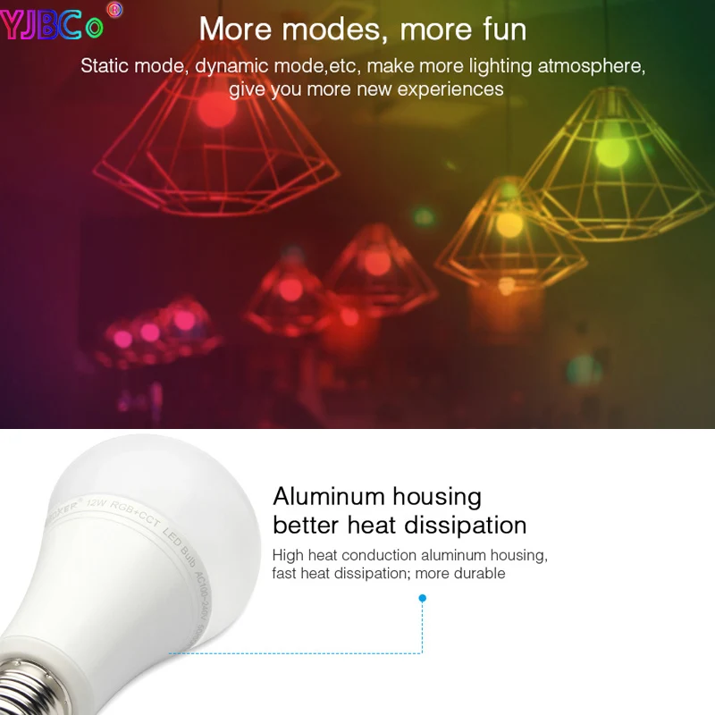 Miboxer 12 Вт RGB + CCT Светодиодная лампа FUT105 E27 внутренняя ligth 2 4G дистанционное