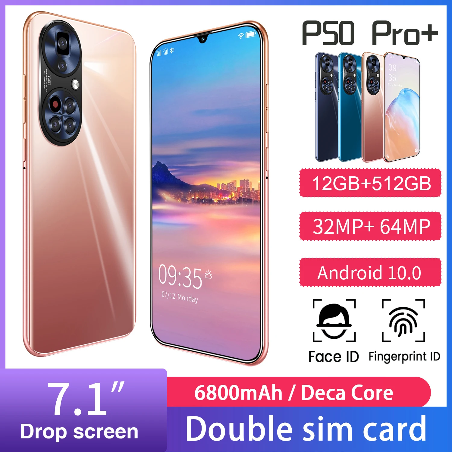 Смартфон P50 Pro + 7 1 дюйма 12 512 ГБ 10 ядер две SIM карты|Бамперы| |