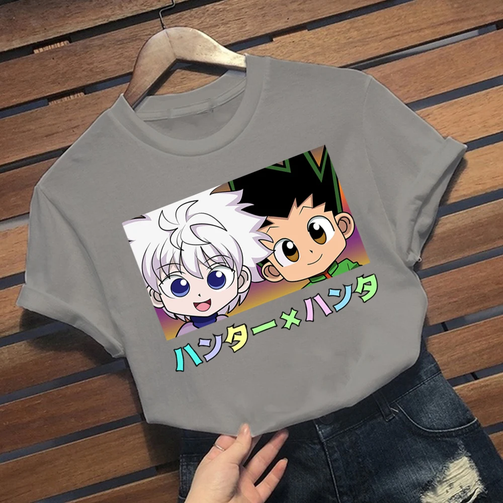 Аниме Hunter X футболки с графическими принтами для мужчин Kawaii топы Killua Zoldyck Футболка