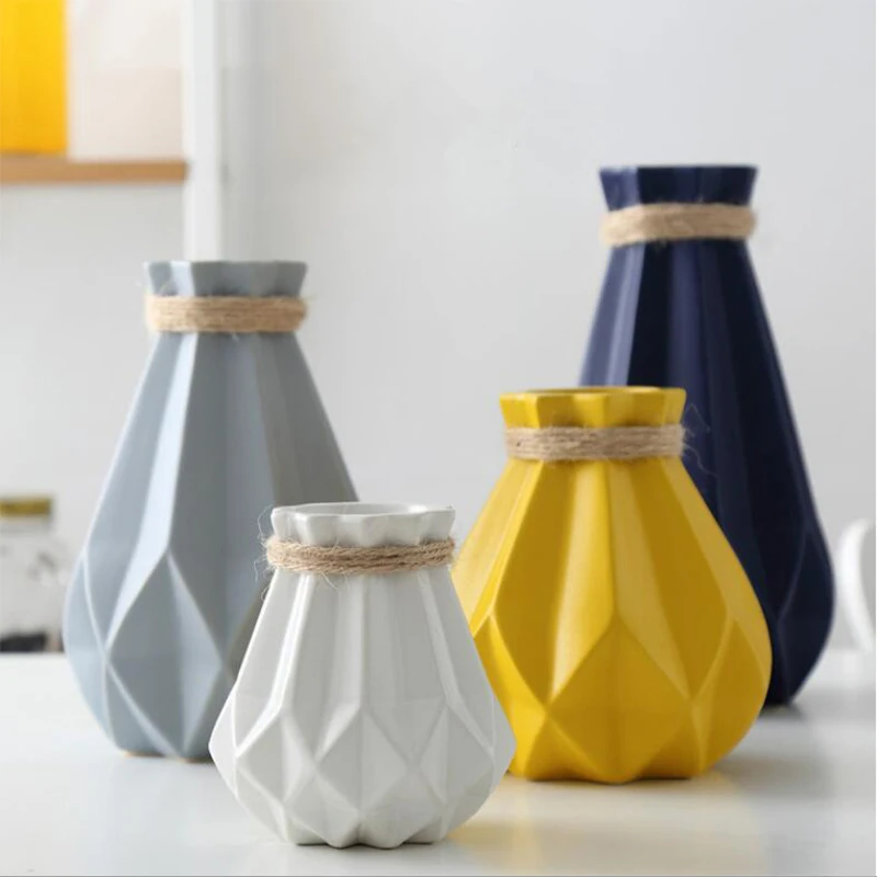 Модная керамическая ваза для комнаты стол сушеные цветы Белый Синий