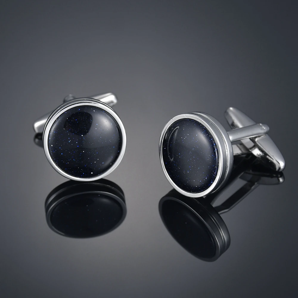 Роскошные запонки с черной эмалью/драгоценные камни Запонки пуговицы из латуни