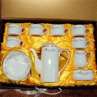 european 15 head coffee set tea ceramic pot cup saucer gift box to support one delivery