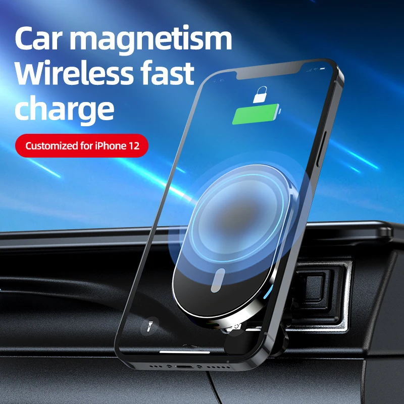 

Qi Magnetic Car Charger for iPhone 12 Pro Max Mini 15W Wireless Charger Magnetic Back Adsorption Magnet Adsorption Fast Adapter