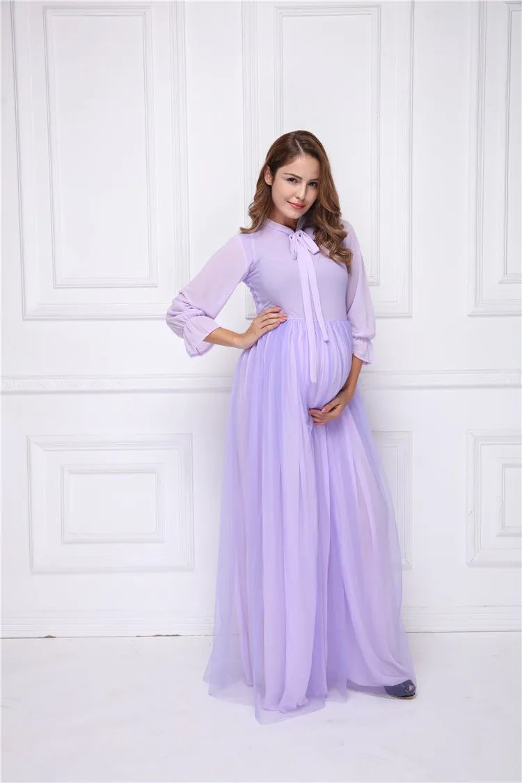 New maternity dresses for photo shoot pregnancy dress photography purple maternity gown Long dress Q1002