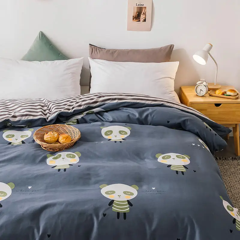 1Pc Comforter Covers Cartoon Style Panda Double Print funda nordica for Kids Queen/King Size 220x240 Bedroom |