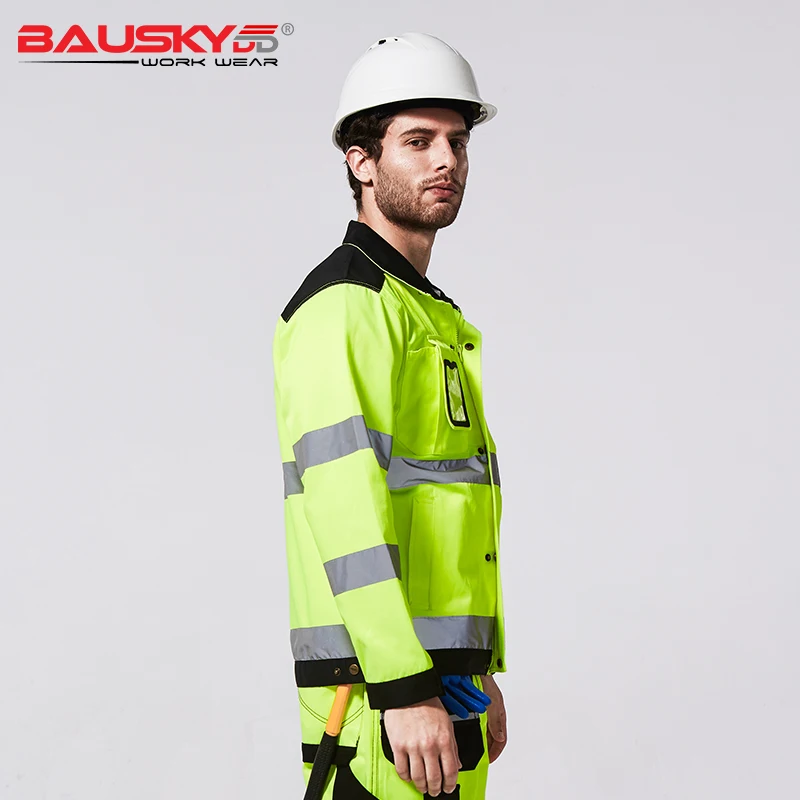 Bauskydd B222 осень/зима флуоресцентный желтый комбинезон функциональная безопасность Светоотражающая рабочая одежда рабочая куртка Рабочая одежда