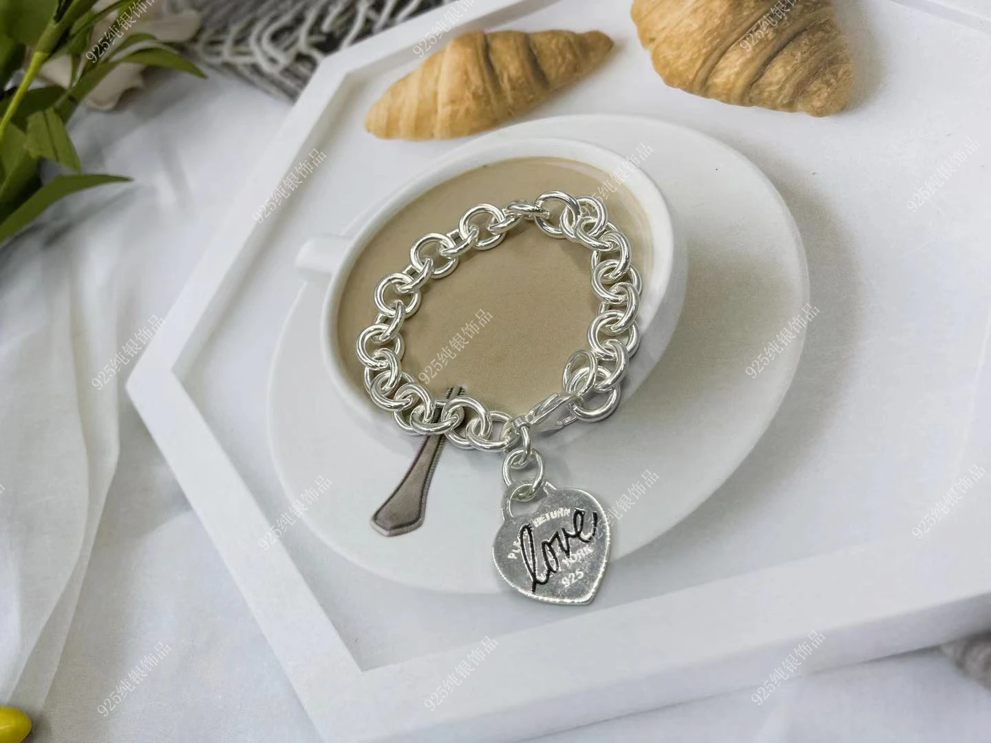 

925 sterling silver couples heart-shaped bracelet personality trend holiday gifts