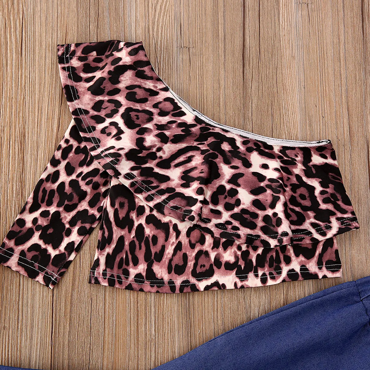 Модные детские комплекты одежды для маленьких девочек леопардовые топы с