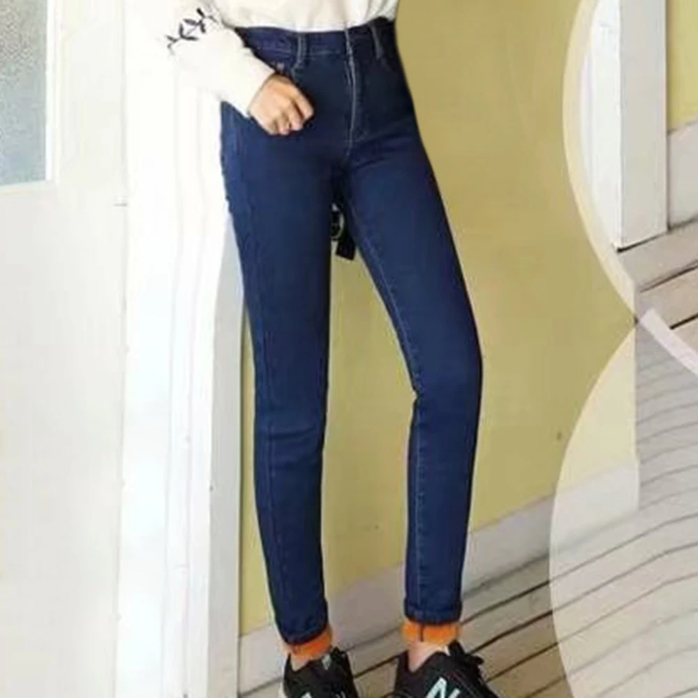 2019 зимние супер теплые джинсы больших размеров для женщин женские обтягивающие