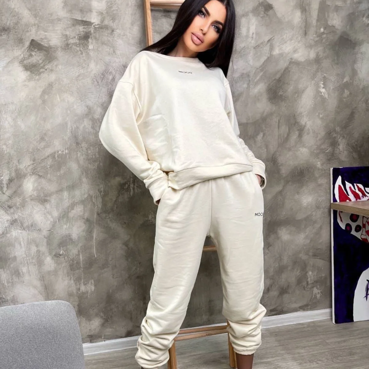 

New Fashion Leisure Sports Suit 2021 Autumn Women's Sports Fitness Cycling Jogging Sweater Suit Two-piece Suit