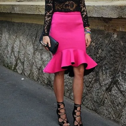 

Hot Pink Short Skirts Pleated Ruffled Custom Made High End Street Style Women Formal Evening Party Shorts Skirts