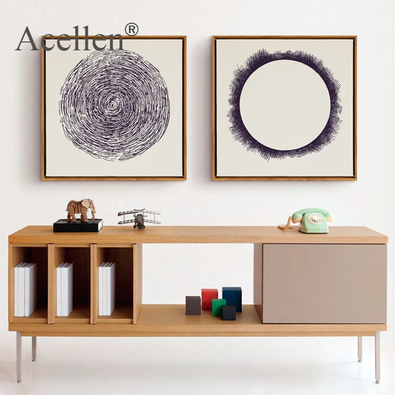 Скандинавская Картина на холсте абстрактные квадратные плакаты круглая графика