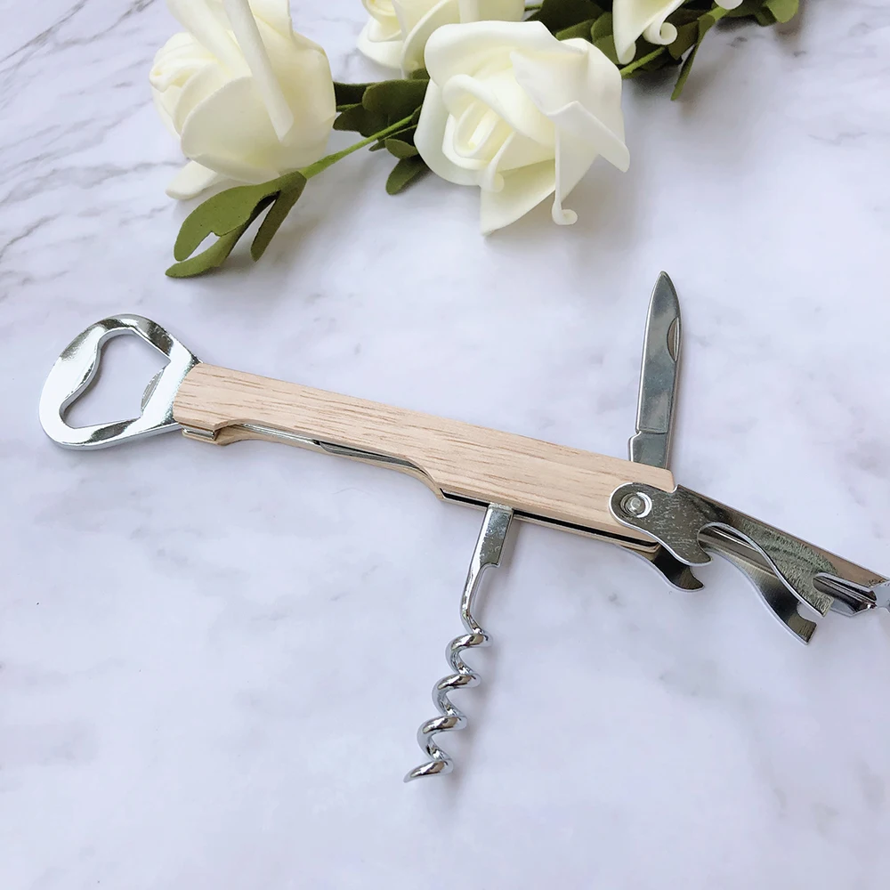 Открывалка для винных бутылок деревянная ручка выгравированный логотип на заказ