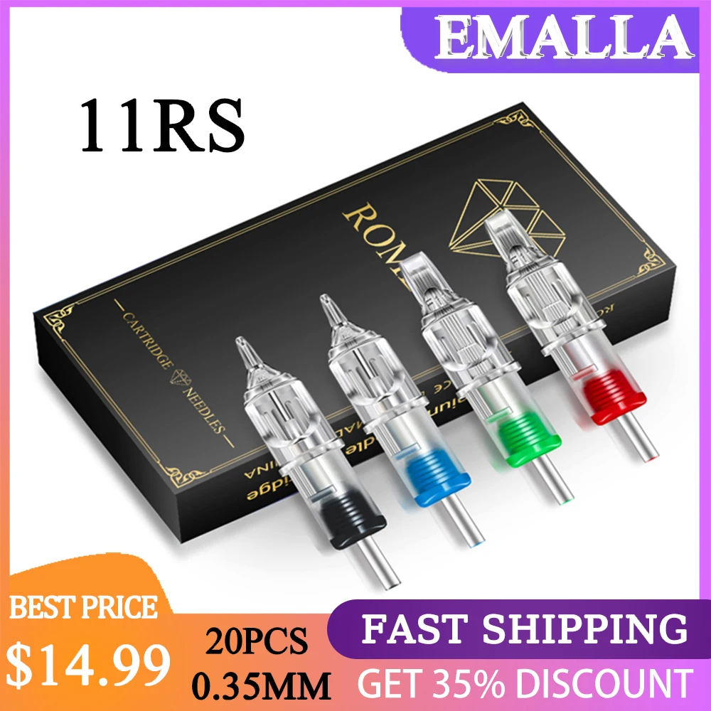

EMALLA 20 шт. 11RS одноразовые иглы для картриджей для тату 11 круглые шейдеры стерилизованные иглы для татуировок ручки для татуировки принадлежн...