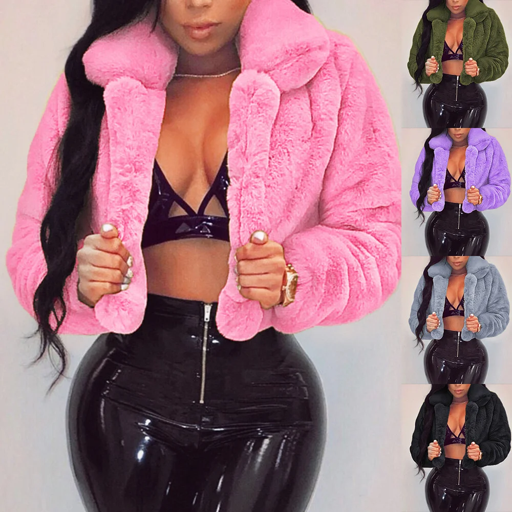 

Casual women's synthetic fur jacket, cut long sleeve jacket fluffy and open, overt soft, plus size xxl