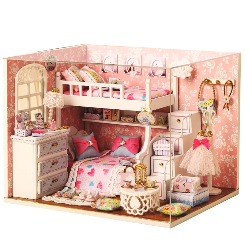 CUTEBEE Кукольный дом DIY Миниатюрный Кукольный домик Модель деревянная игрушка мебель Каса де куклы Boneca игрушечные дома подарок на день рождения H012 - Цвет: H06A