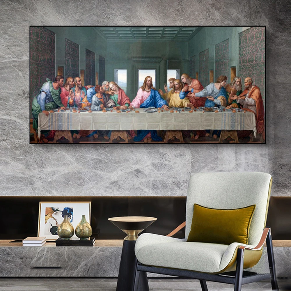 

Famous Painting Posters and Prints Wall Art Canvas Painting Da Vinci's Last Supper Picture for Living Room Wall Decor Cuadros