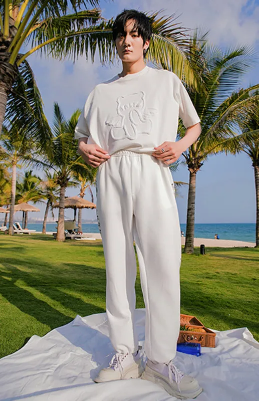 

IEFB Men's Patchwork Casual Pants Summer Loose Straight Drawstring Leggings Sports Pants 2021 New Elastic Waist Sweatpants Y6701