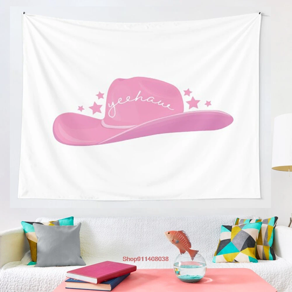 Розовая ковбойская шляпа искусство коврик для йоги | Дом и сад