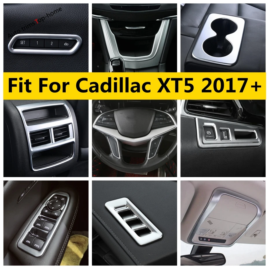 

Matte Interior Kit Gear Box Air AC Panel Rear Water Cup Holder Window Lift Cover Trim Accessories For Cadillac XT5 2017 - 2021