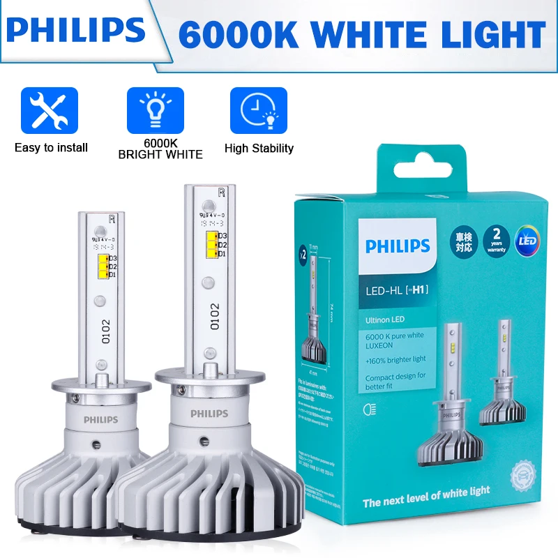 Светодиодная лампа Philips X treme Ultinon H1 светодиодный фар стильный 6000 К яркий для авто