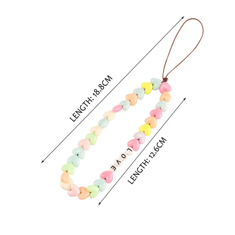 wheat ears bracelets phone charm acrylic love letters beaded wrist strap keychain on the phone lanyard rope accessories free global shipping