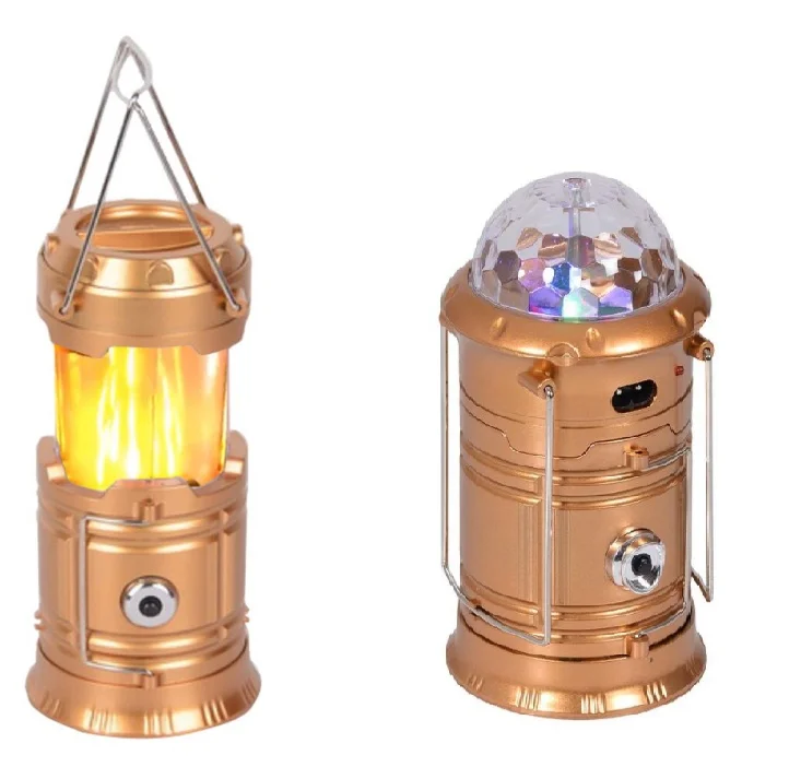 Складной кемпинговый фонарь с диско шаром 4 в 1 (Золотой)|Внешние аккумуляторы| |