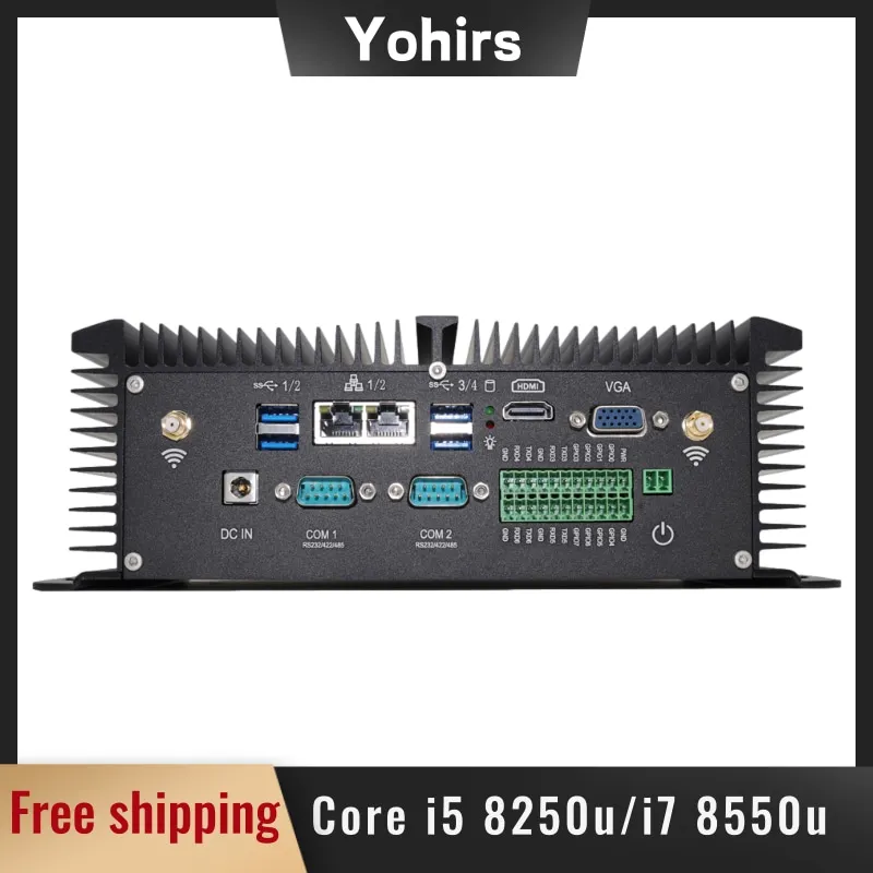 Industrial Fanless Computer i7 8550U 7500U i5 8250U 2*Lan 2*RS232 Windows10 Pro 8*USB HD VGA Mini Pc Linux Small Desktop WiFi | Компьютеры