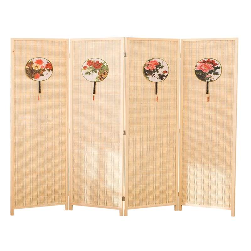 

Screen bamboo break screen simple living room porch office solid wood folding mobile screen
