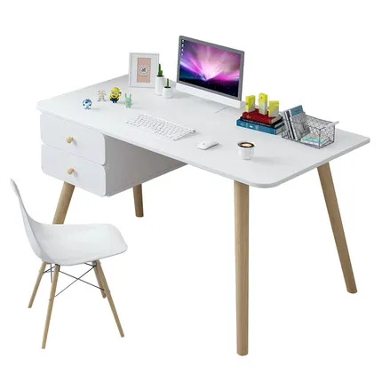 

Стол компьютерный в скандинавском стиле, простой письменный стол для студентов, маленький письменный стол из массива дерева с выдвижным ящ...