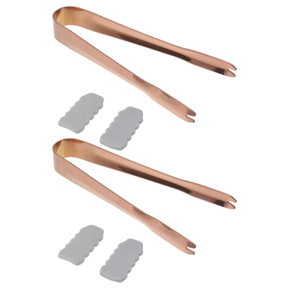 

2pcs Stainless Steel Ice Cube Tongs Multi-purpose Tongs Durable Food Tongs