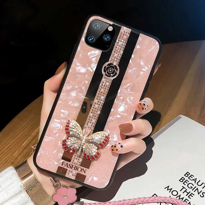 

Luxury 3D butterfly For iPhone X XR XS 13 12 11 Pro Max 7 8 Plus SE2 Case For Samsung S21 S20 Fe Note 20 Ultra Cover