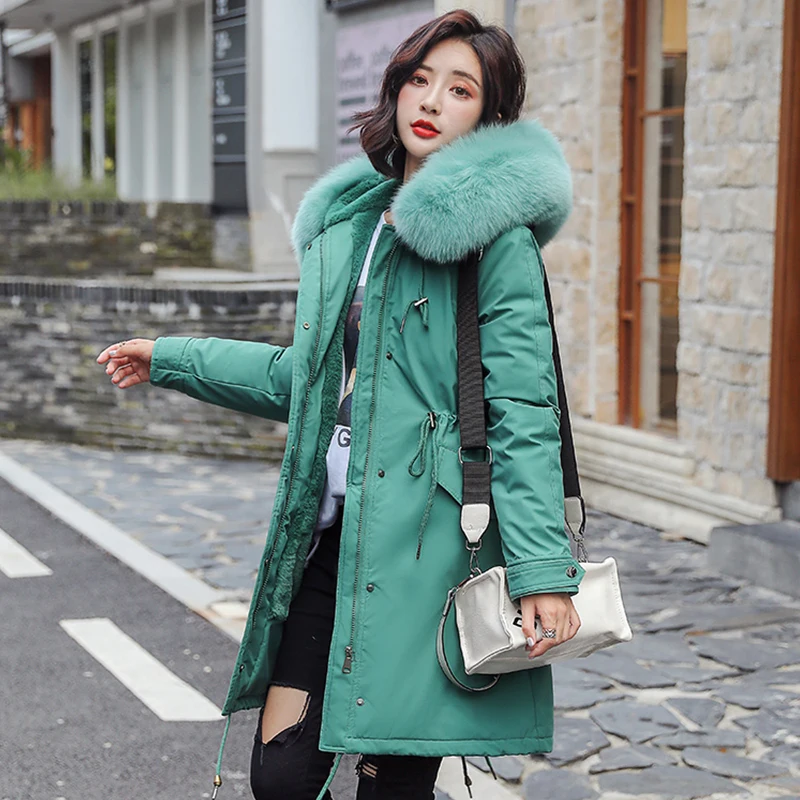 

winter -40 degree Winter 2021 Parkas women's Parkas coats hooded fur collar thick section warm winter Jackets snow coat jacket