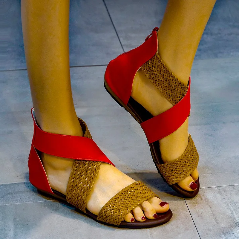 

Women Summer Sandals Ladies Knitting Comfort Footwear Female Solid Casual Home Outdoors Flats Shoes Woman Fahsion 2021 Sandaleas