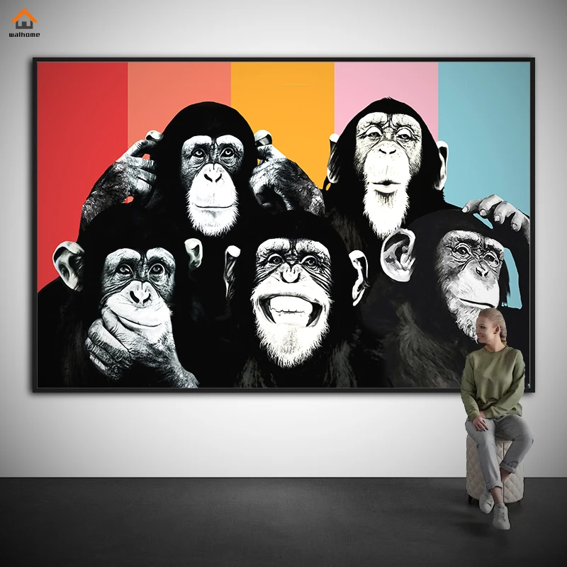 

Картина на холсте с изображением пяти забавных Gorillas постеры с животными и принтов, Настенная картина, картина в скандинавском стиле для гос...