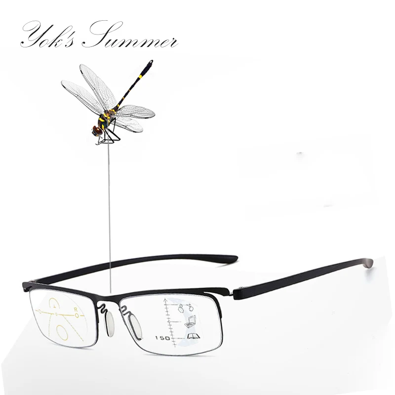 YOK'S TR90 без оправы анти синий луч прогрессивные многофокусные очки для чтения