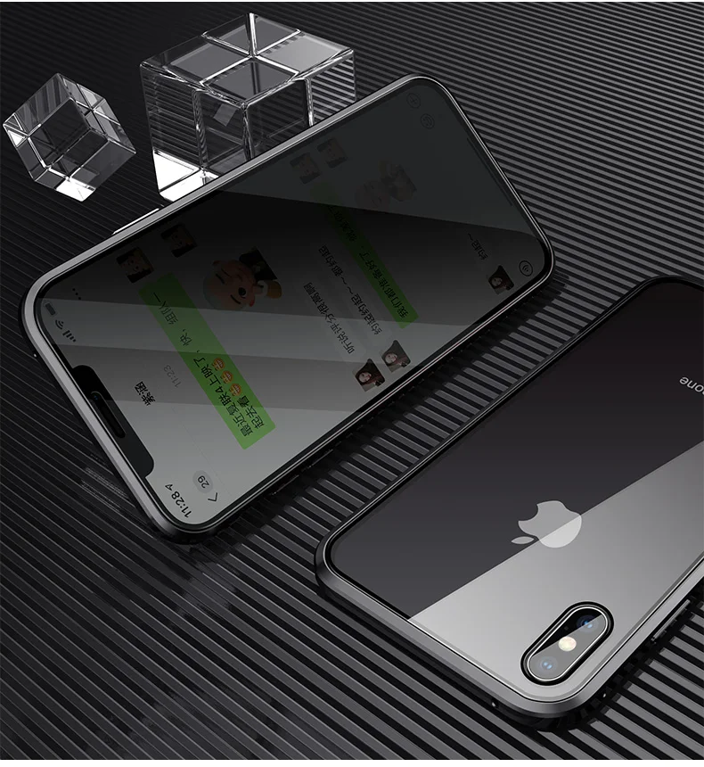 Антибликовый Магнитный чехол для iPhone 11 Pro XS MAX XR двухсторонняя, для стекла металлический бампер для iPhone 8 7 6 Plus