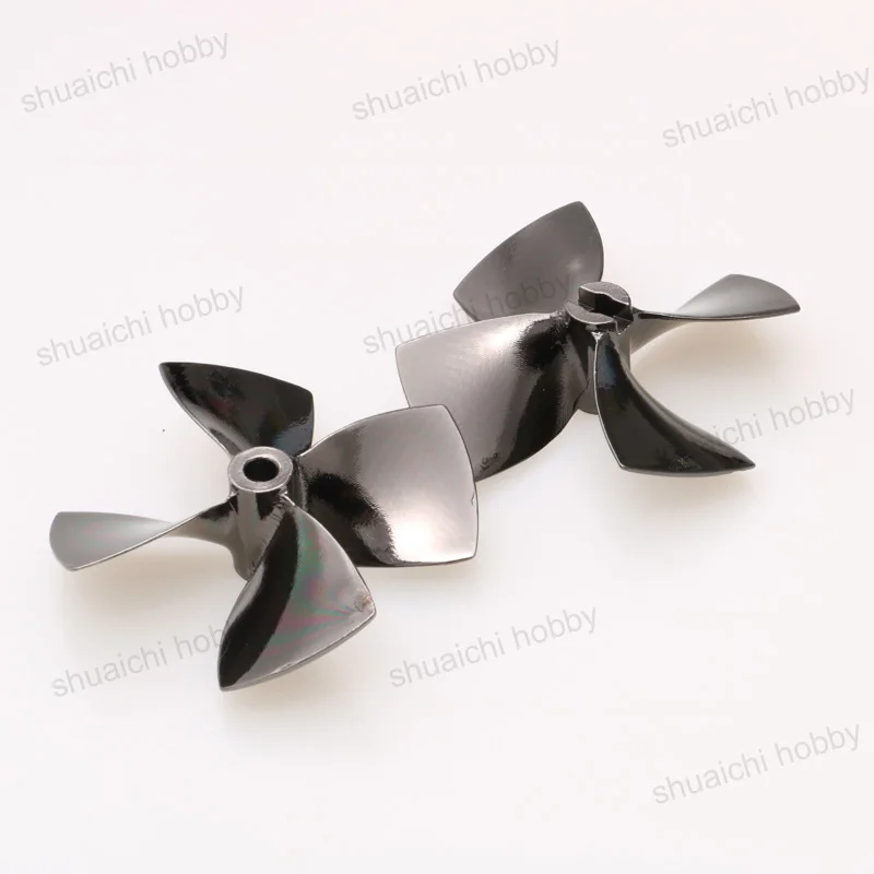 

1Pair Marine Use Zinc Alloy 4-Blade Propeller Diameter 55/60mm Paddle Aperture 4mm Forward Reverse Props for RC Simulation Boat