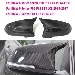 rearview mirror covers for bmw 5 series f10 f11 lci 2014 2017 caps replacement side rear view carbon fiber gloss black free global shipping