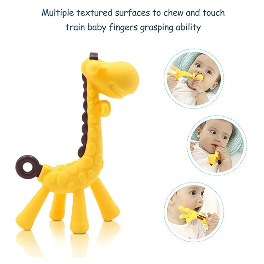 

1PC Baby Teeth That Fawn Molar Rod Giraffe Bite Teether Safty Baby Teether Pacifier Cartoon Teething Nursing Safety Silicone