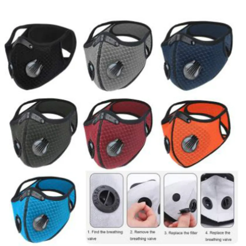 

Unisex Washable Reused Sport Mask Breath Valve PM2.5 Anti Pollution Dust Masks With Activated Carbon Filter Respirator