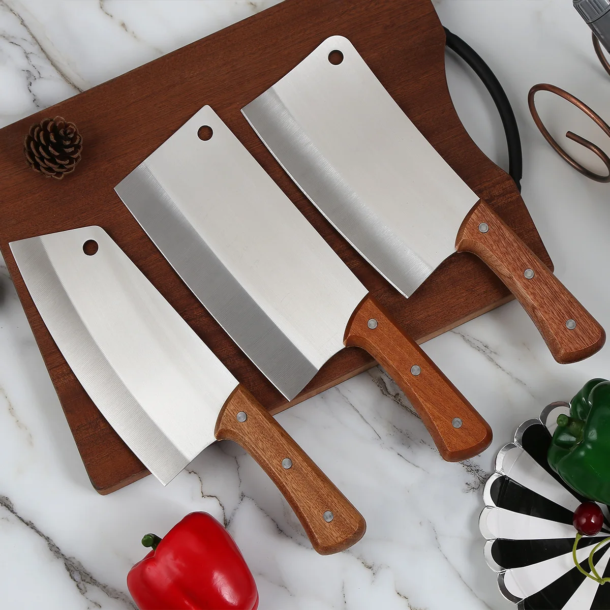 

Нержавеющая сталь Кухня деревянная ручка ножа шеф-повара нож для резки посуды нож для нарезки Тесак бытовой Кухня ножи
