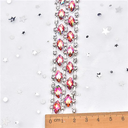 style 9 2.2cm width Новинка, высокое качество, 1 ярд/партия, стразы, отделка, разные цвета, цепочка с цветком со стразами, свадебное украшение, пришивной аксессуар для одежды сделай сам - Цвет: style 9 2.2cm width