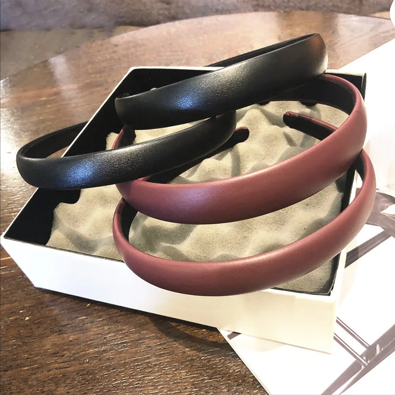 

Ladies Girls Cute Simply Pu Leather Headband Hairband Head Hair Band Accessories Gift